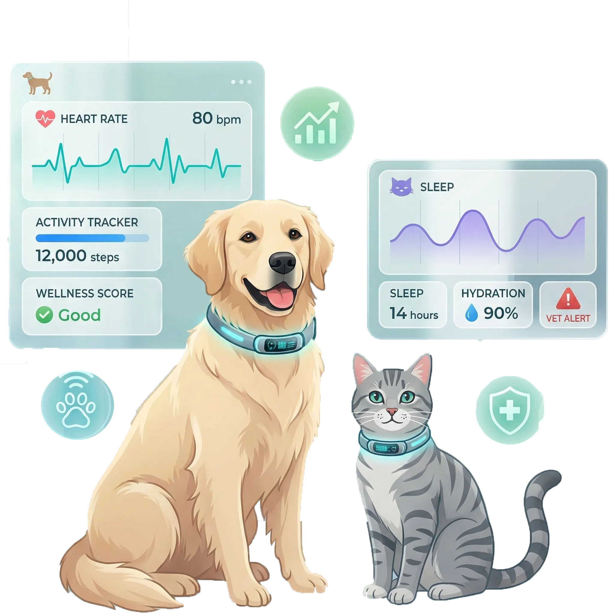 Pet technology and health monitoring with smart collars tracking activity heart rate and sleep