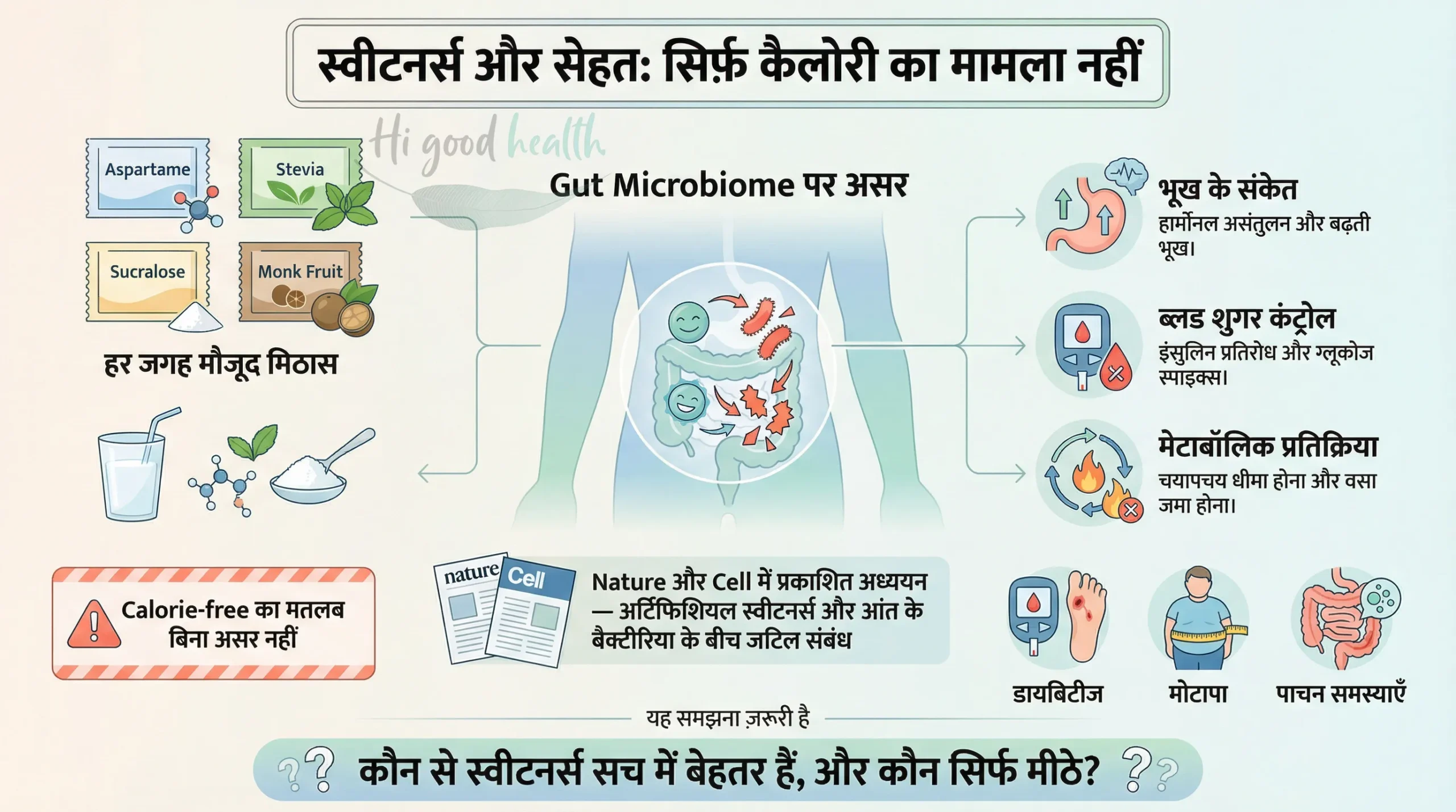 स्वीटनर्स और गट सेहत प्रभाव - Sweeteners impact on gut health