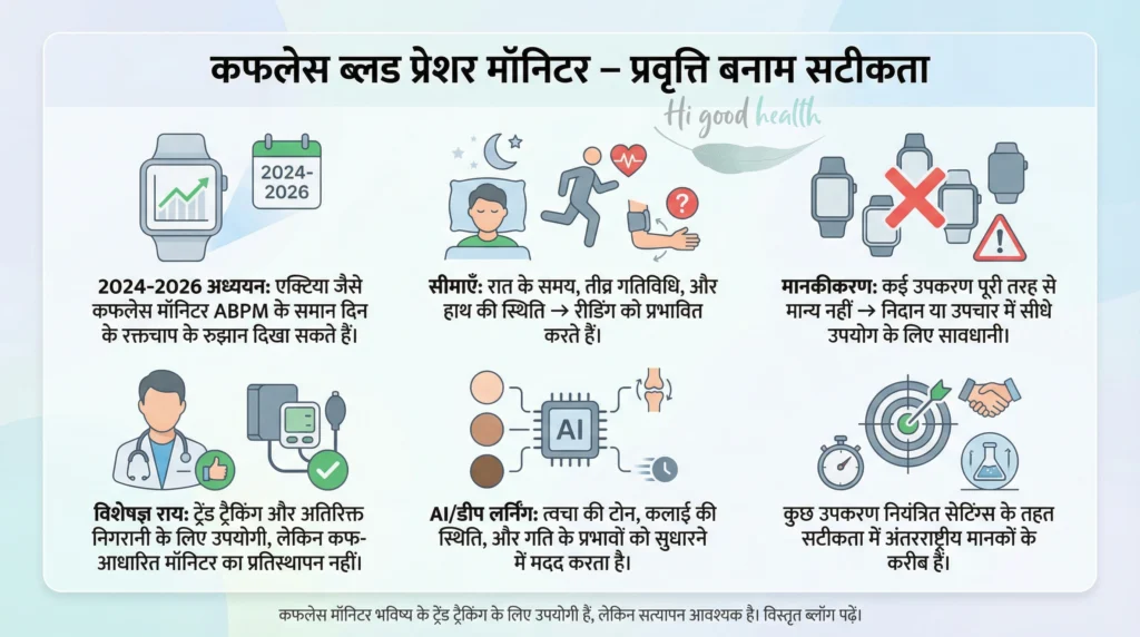 कफरहित ब्लड प्रेशर मॉनिटर – ट्रेंड और सटीकता | Cuffless BP monitor – trends vs accuracy