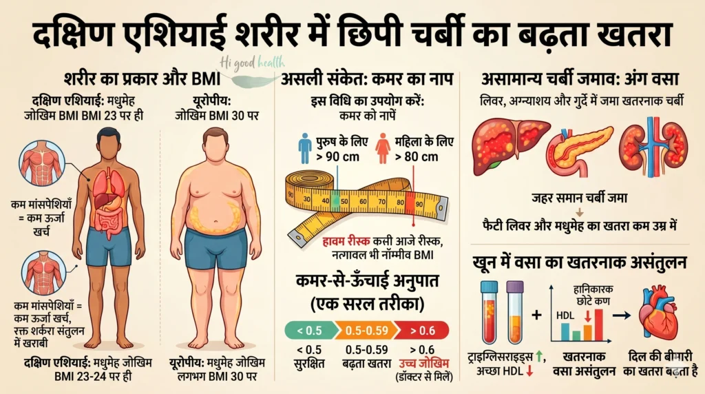 दक्षिण एशियाई लोगों में मधुमेह और पेट की चर्बी पहले क्यों बढ़ती है — और GLP-1 क्यों है नई उम्मीद 3 छिपा मेटाबॉलिक खतरा | Hidden metabolic risk
