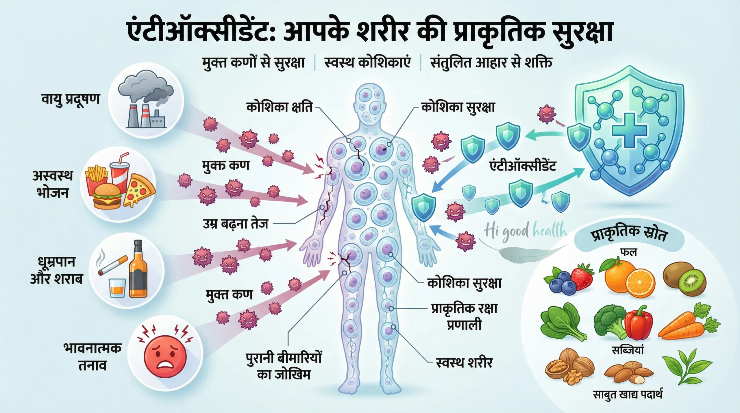 एंटीऑक्सीडेंट कवच: बीमारियों के खिलाफ आपके शरीर की पहली सुरक्षा पंक्ति 2 The Antioxidant Shield Hindi 1 scaled