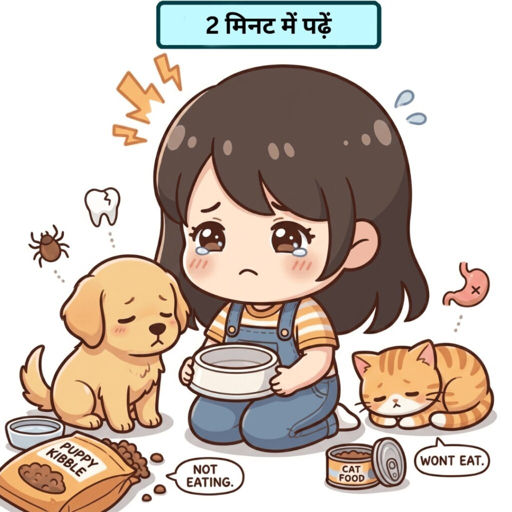 पेट के खाना छोड़ने के कारण दिखाता इन्फोग्राफिक — infographic showing reasons pets stop eating.