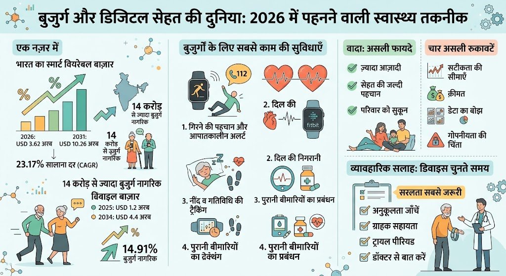 बुज़ुर्गों के लिए पहनने वाली स्वास्थ्य तकनीक