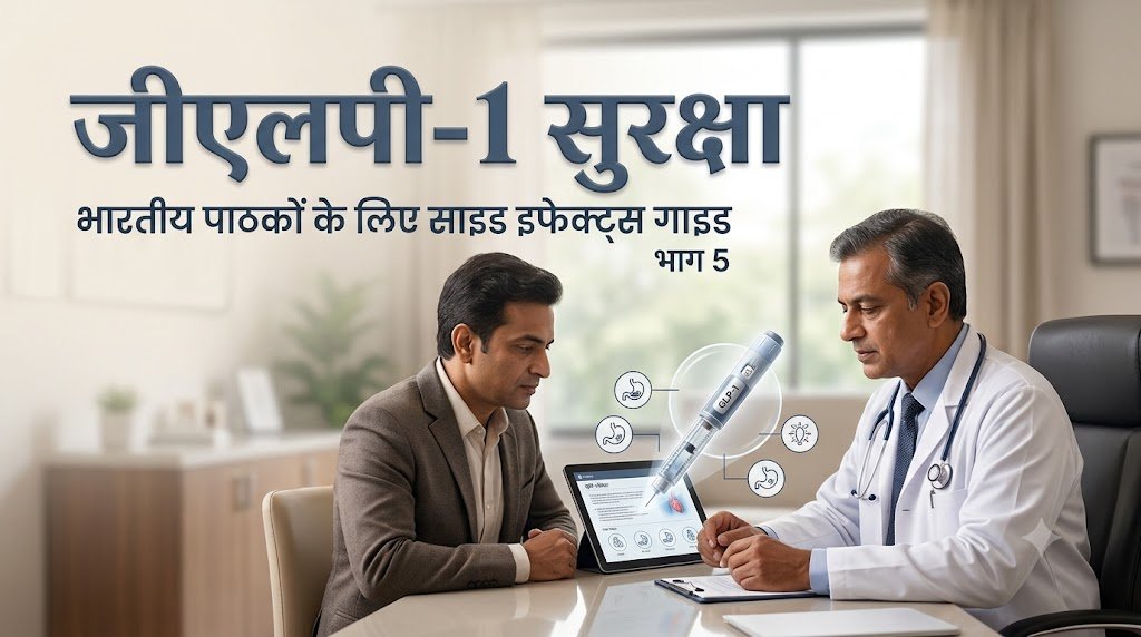 डॉक्टर, क्या ये GLP-1 इंजेक्शन मेरे लिए सुरक्षित हैं? - भारतीय पाठकों के लिए साइड इफेक्ट गाइड | भाग 5 2 जीएलपी-1 सुरक्षा — भारतीय पाठकों के लिए साइड इफेक्ट्स गाइड, डॉक्टर मरीज़ को इंजेक्टेबल पेन समझाते हुए