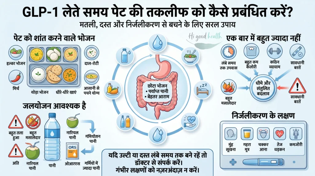डॉक्टर, क्या ये GLP-1 इंजेक्शन मेरे लिए सुरक्षित हैं? - भारतीय पाठकों के लिए साइड इफेक्ट गाइड | भाग 5 3 पेट की साइड इफेक्ट कम करने के व्यावहारिक तरीके
