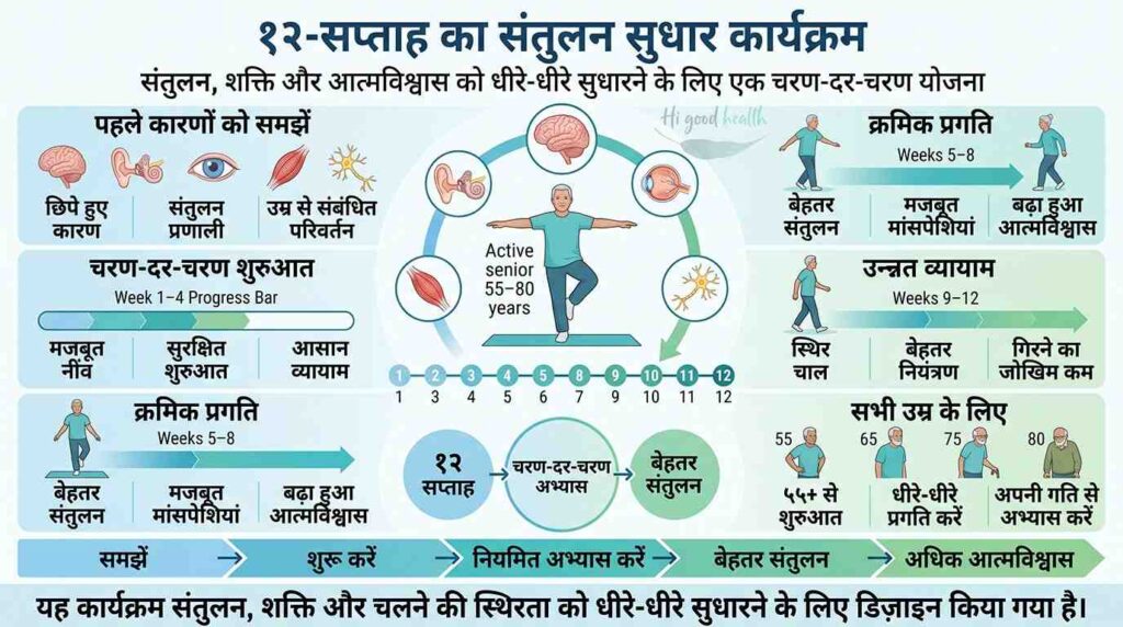 चार फेज में बैलेंस दोबारा बनाने का प्रोटोकॉल 2 17 एक्सरसाइज़ जो शरीर को फिर से स्थिर बनाएं — किसी भी उम्र में, घर पर, बिना किसी सामान के