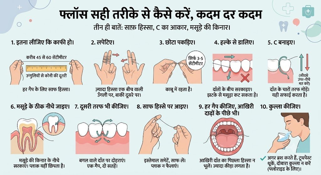 फ्लॉस सही तरीके से कैसे करें