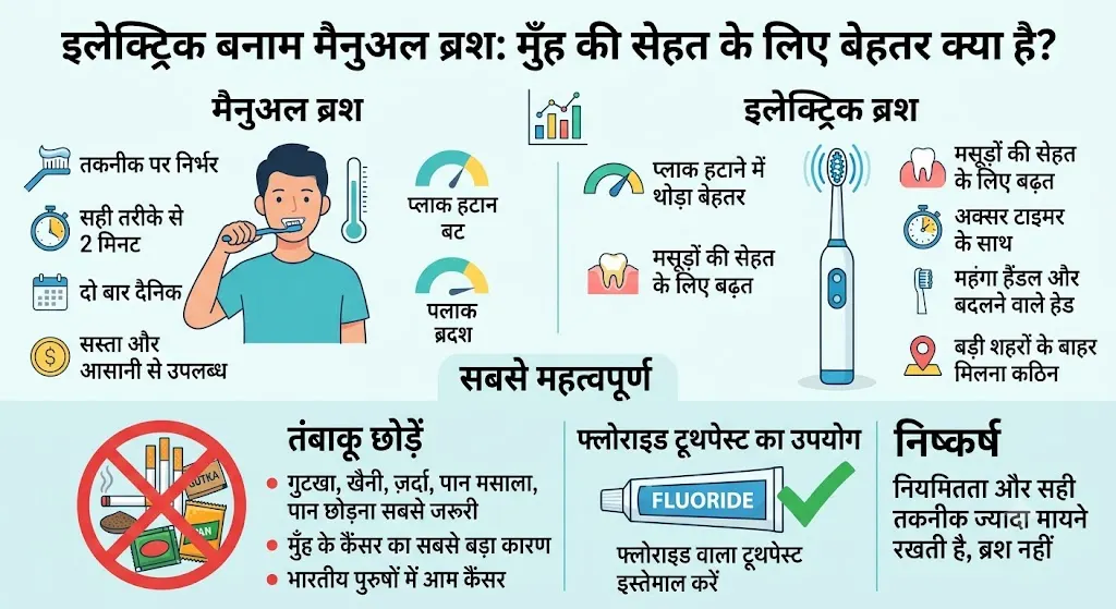 इलेक्ट्रिक या मैनुअल टूथब्रश: भारत में कौन सा लें? 3 इलेक्ट्रिक या मैनुअल टूथब्रश