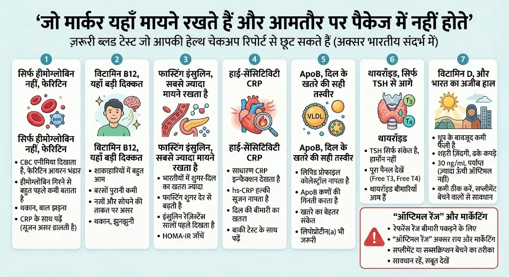 रिपोर्ट नॉर्मल है, फिर तबीयत ऐसी क्यों? — ब्लड टेस्ट भाग 1 4 जो मार्कर यहाँ मायने रखते हैं, और आमतौर पर पैकेज में नहीं होते