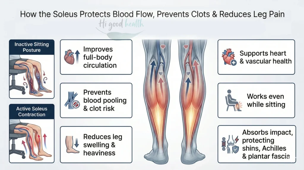 The Soleus: Your Silent Hero, Second Heart, and The Ultimate Key to Pain-Free Legs, Peak Metabolism & Age-Defying Health 3 The soleus muscle behind the calf acts as a “second heart,” pumping blood, improving circulation, and protecting against leg pain.