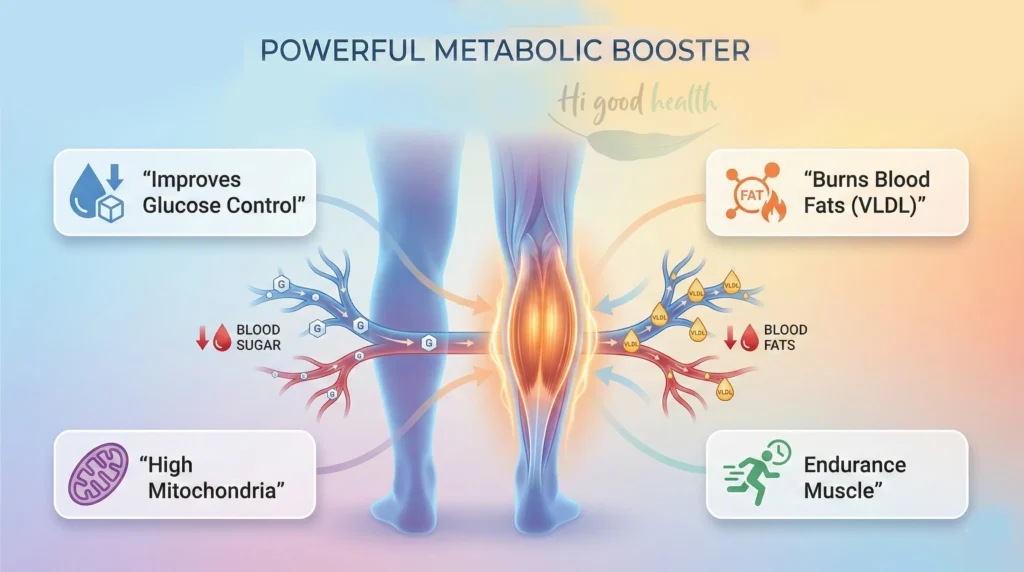 The Soleus: Your Silent Hero, Second Heart, and The Ultimate Key to Pain-Free Legs, Peak Metabolism & Age-Defying Health 4 The soleus muscle as a metabolic powerhouse, improving blood sugar control, burning fat, and supporting glucose regulation.