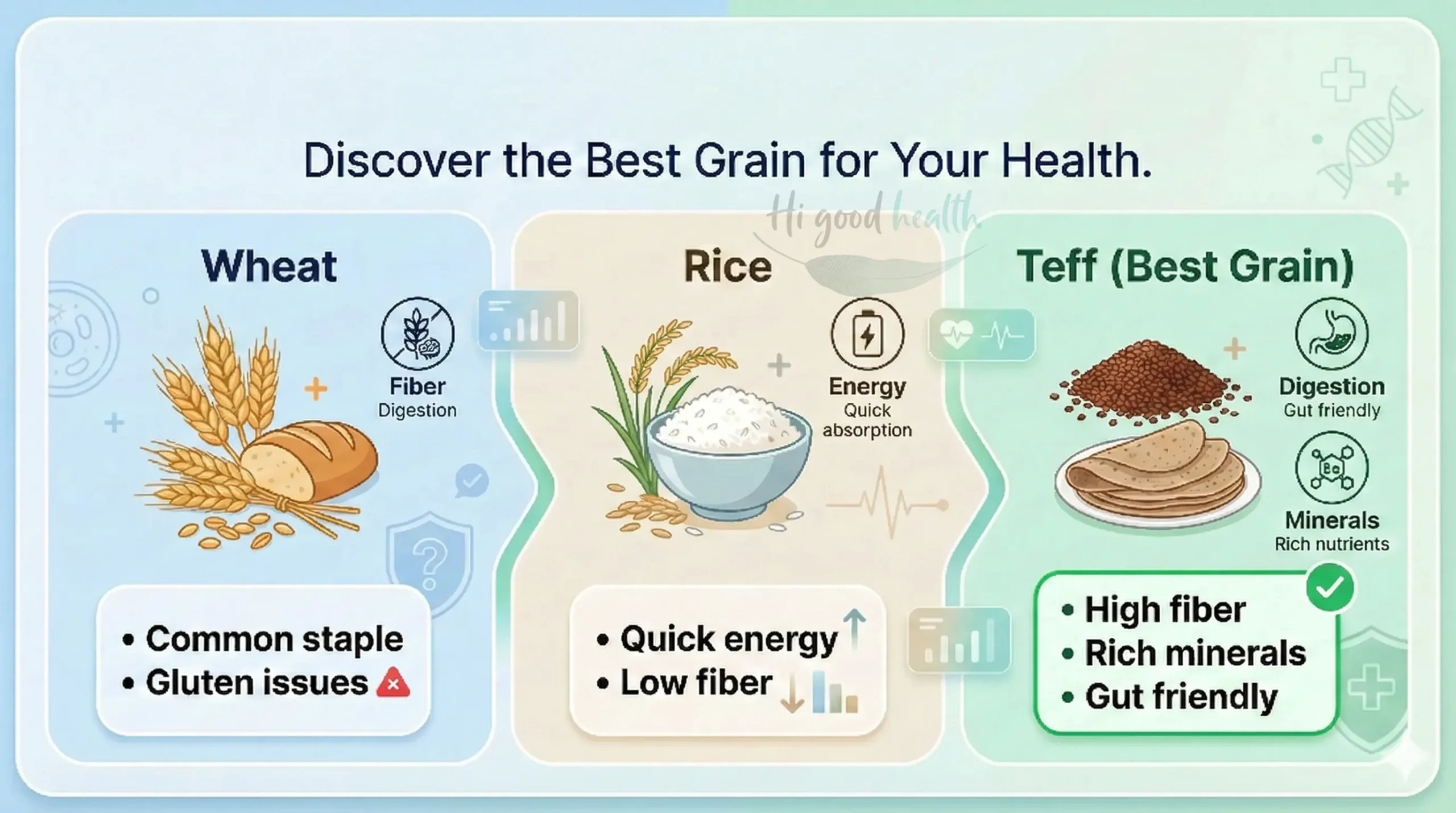 Whole wheat and rice grains compared with their refined versions