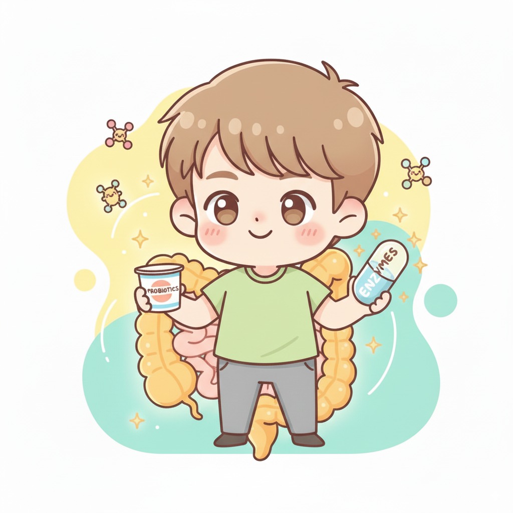 Comparison chart of enzymes and probiotics showing their roles in digestion and gut health.