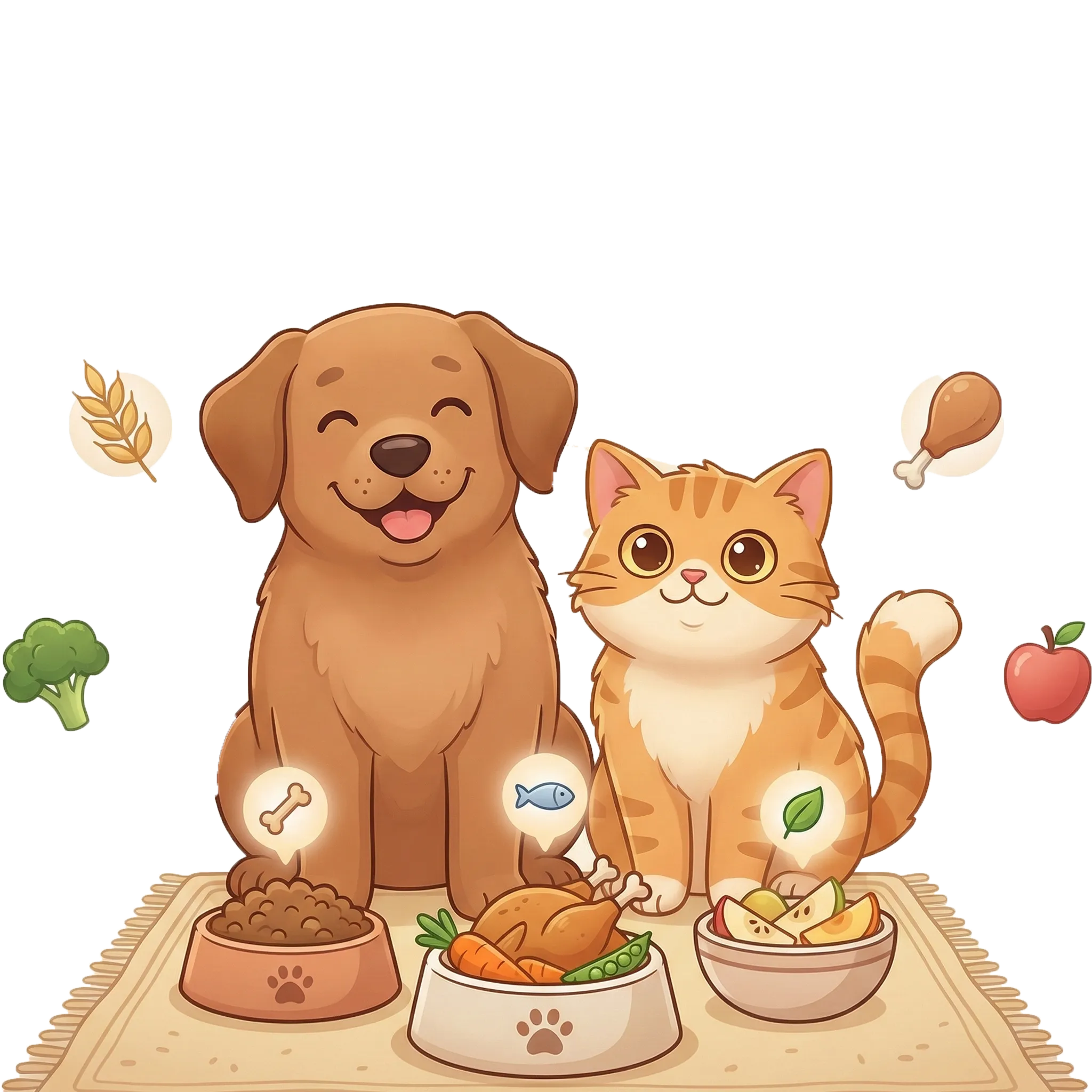 Pet nutrition and diet management for dogs and cats with balanced meals and healthy food