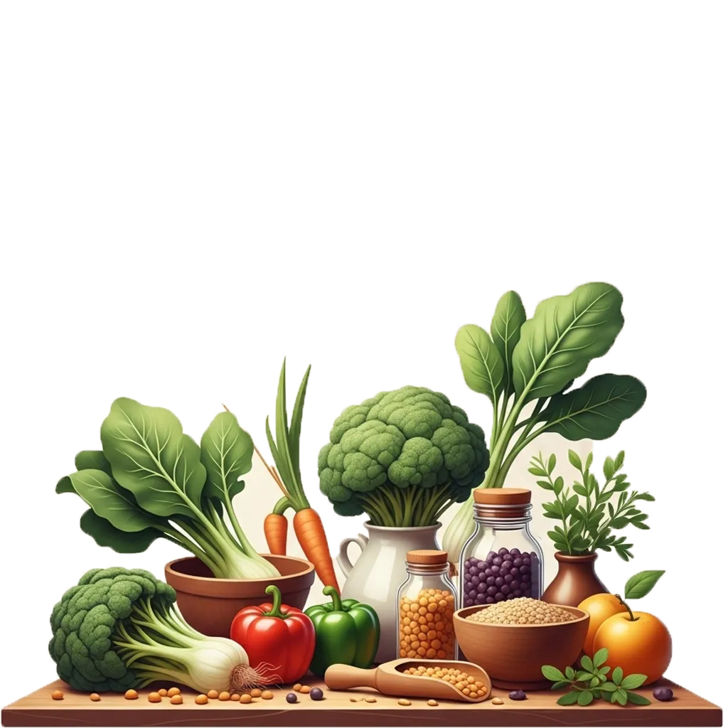 Plant based nutrition and vegetarian living with whole grains seeds legumes and natural foods